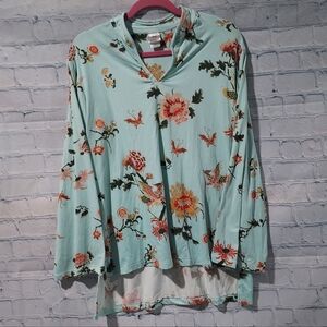 Natori Womens Size Large Floral Pajama Top Cozy Soft Comfort Stretchy